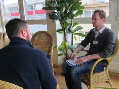 Projektkoordinator Steffen Griebe im Gespräch mit Hermann Brunnhofer von nueva