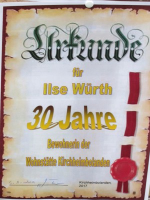 Urkunde für Ilse Würth